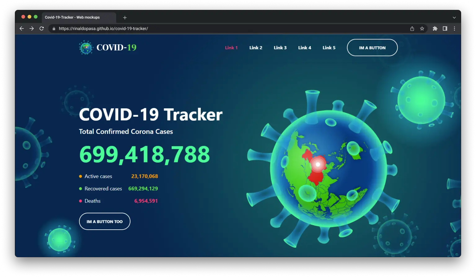 Homepage of covid-19 tracker